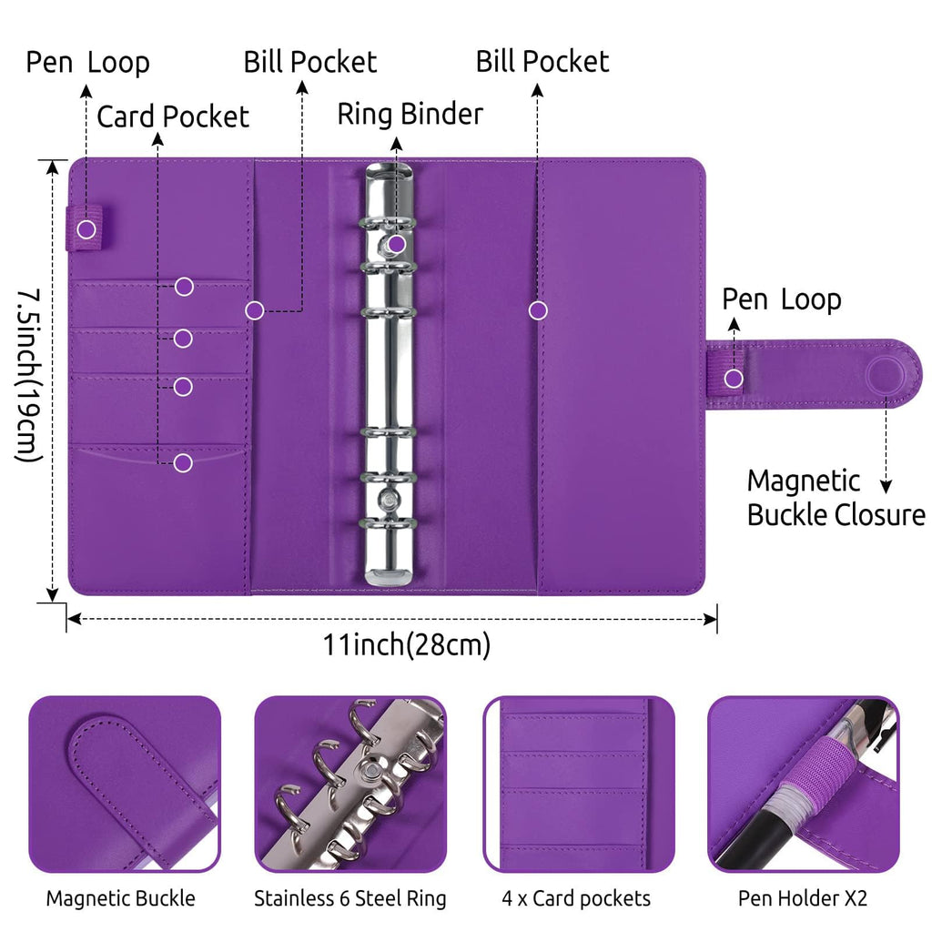 SKYDUE Budget Binder, Money Saving Binder with Zipper Envelopes, Cash Envelopes and Expense Budget Sheets for Budgeting