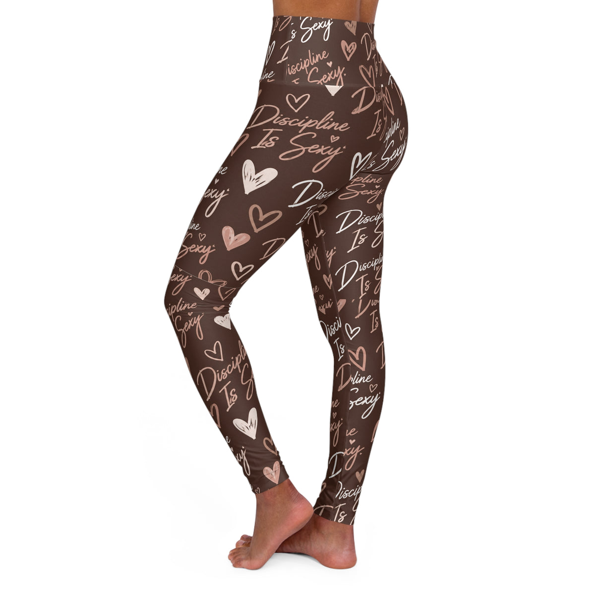 The Discipline Is Sexy™ Signature Leggings  Script Pattern  | Mocha Cream