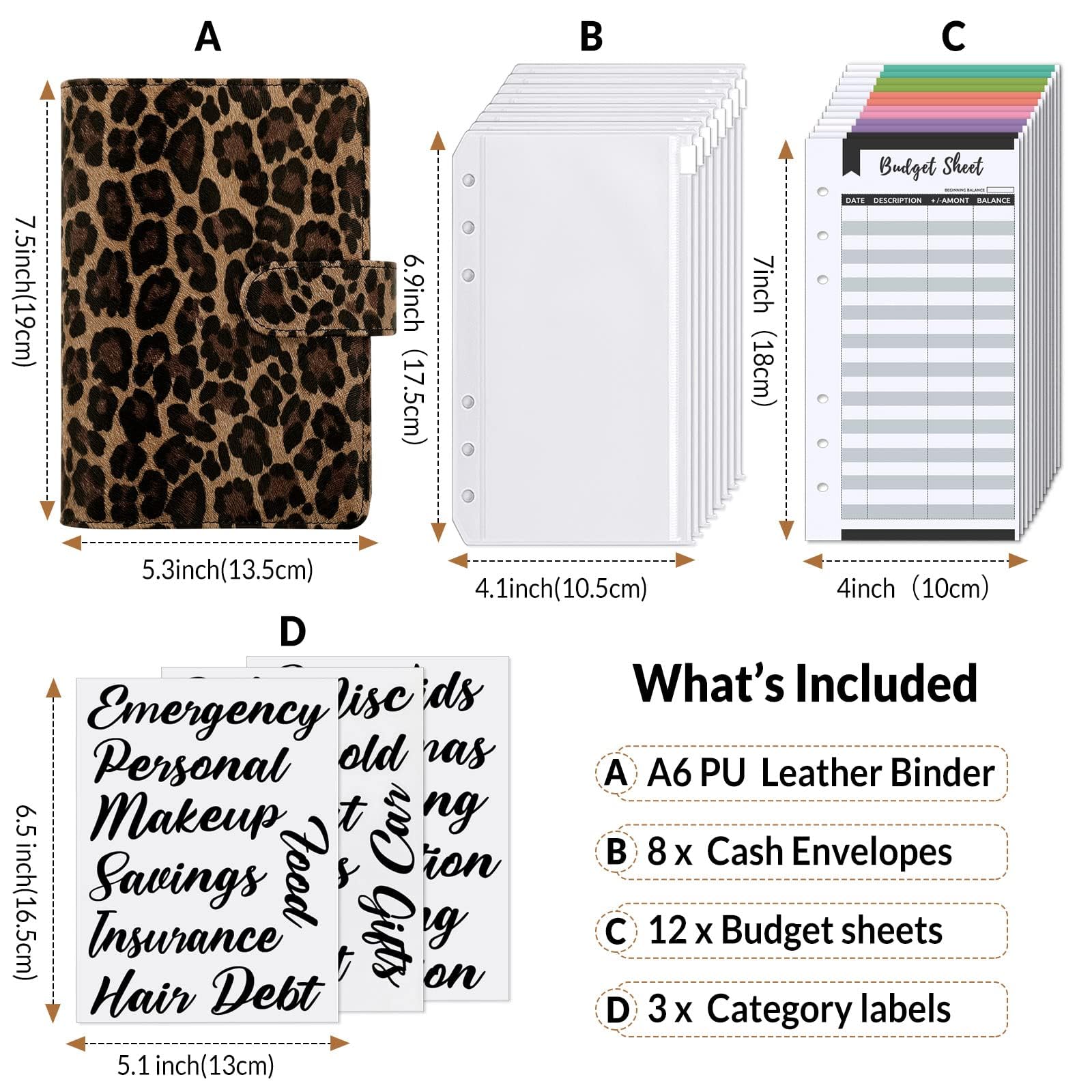 SKYDUE Budget Binder, Money Saving Binder with Zipper Envelopes, Cash Envelopes and Expense Budget Sheets for Budgeting