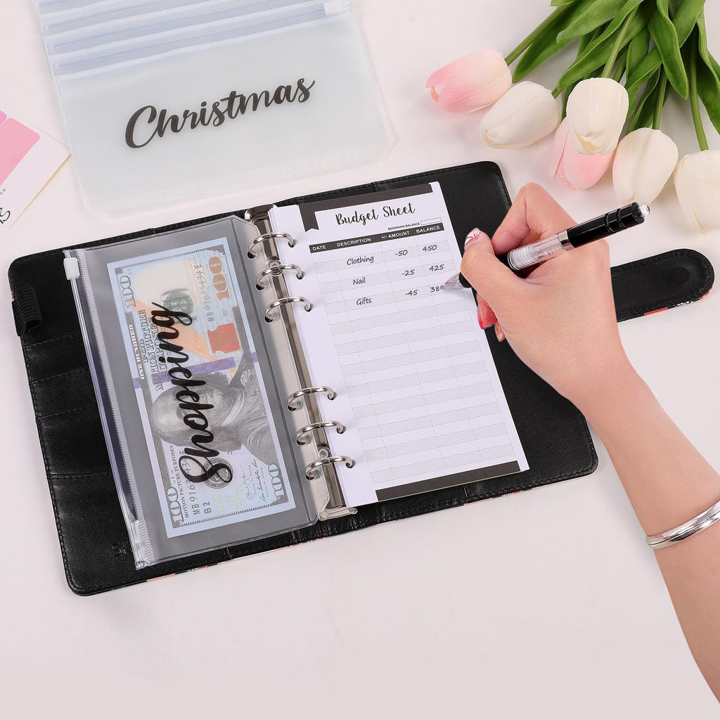 SKYDUE Budget Binder, Money Saving Binder with Zipper Envelopes, Cash Envelopes and Expense Budget Sheets for Budgeting