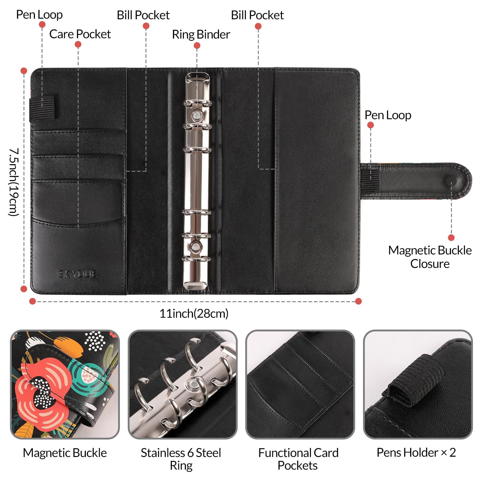 SKYDUE Budget Binder, Money Saving Binder with Zipper Envelopes, Cash Envelopes and Expense Budget Sheets for Budgeting