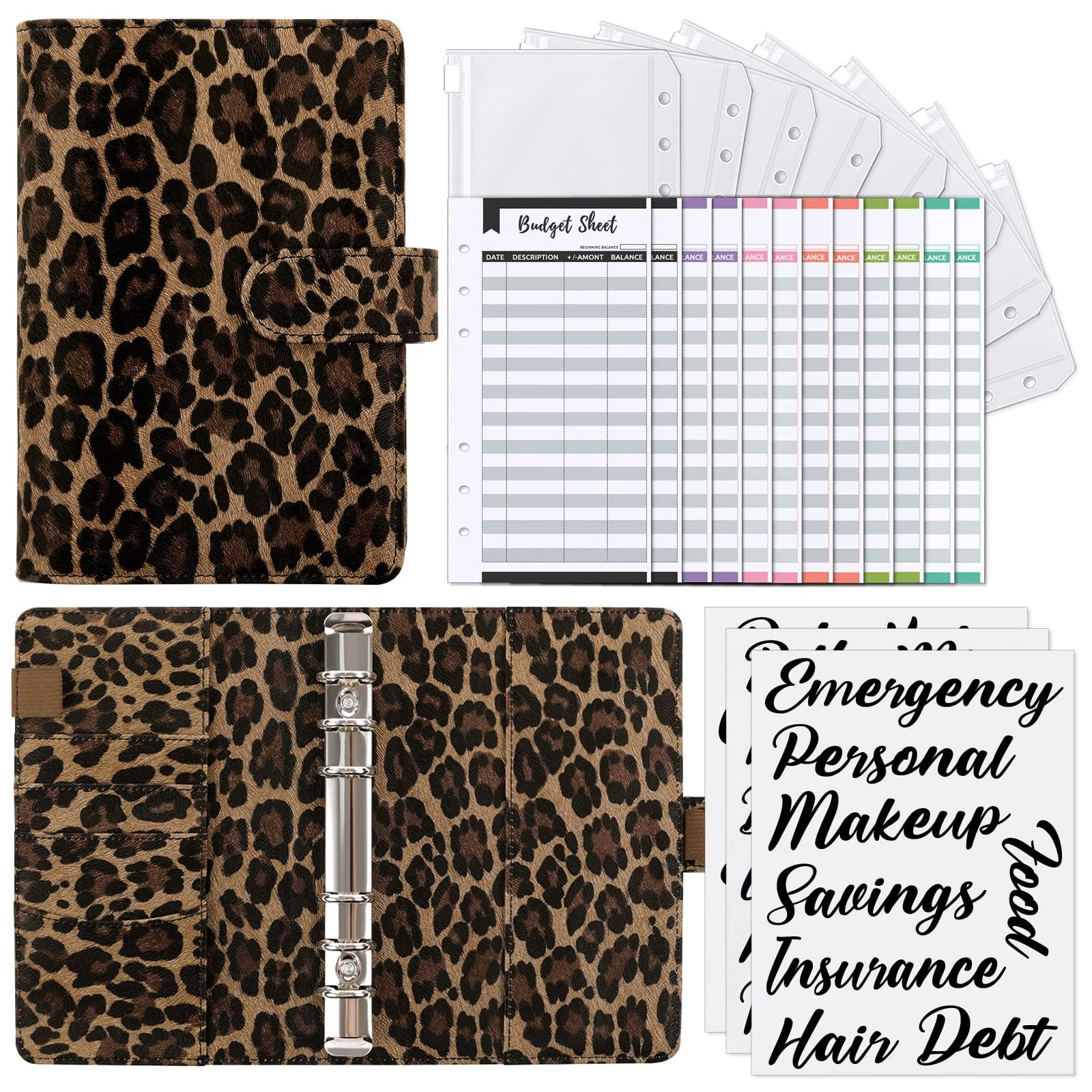 SKYDUE Budget Binder, Money Saving Binder with Zipper Envelopes, Cash Envelopes and Expense Budget Sheets for Budgeting